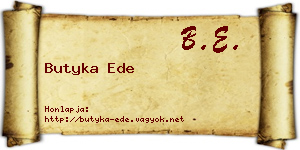 Butyka Ede névjegykártya